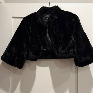 Laundry By Shelli Segal Black Faux Fur Cropped Jacket